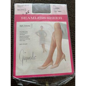 NEW Gaymode Seamless Sheer Twin Thread Grey Mist Stockings 9.5 Long 100% Nylon